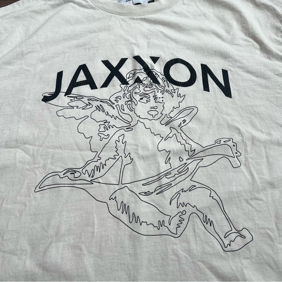 JAXXON Limited Edition Oversized Boxy Graphic T-Shirt Size Large Cream Angel Tee - Picture 3 of 8